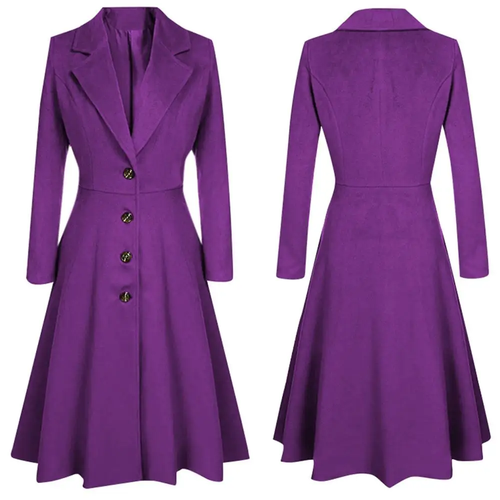 

2019 Winter New Women's Casual Long coat Button Turn-down Collar Vintage Parka Overcoat Outwear