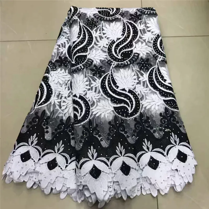 

Elegant nigerian cotton embroidery french net lace fabrics ladies dress/african guipure Voile lace fabric with lot stones!AE28