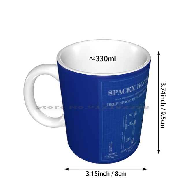 Spacex – tasse en céramique Rocket (Blueprint), tasse à café, thé