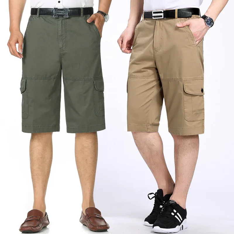 

Capri Pants Men's Loose Straight Multi-pockets Workwear Shorts 2019 Summer Thin MEN'S Casual Pants
