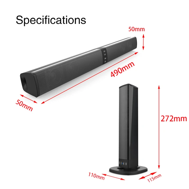 20W TV Sound Bar Wireless Home Theater System Soundbar with Subwoofer Bluetooth Speaker for PC Computer Phone Speakers boombox 6