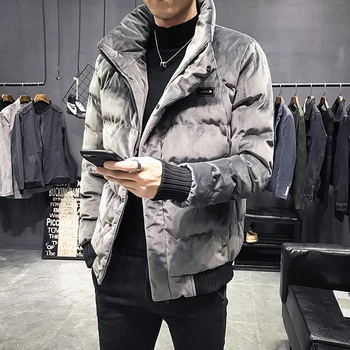 

2019 Autumn And Winter Thickening New Loose Trend Solid Color Men's Street BreadServiceGoldVelvetStandCollar Casual Leather Coat