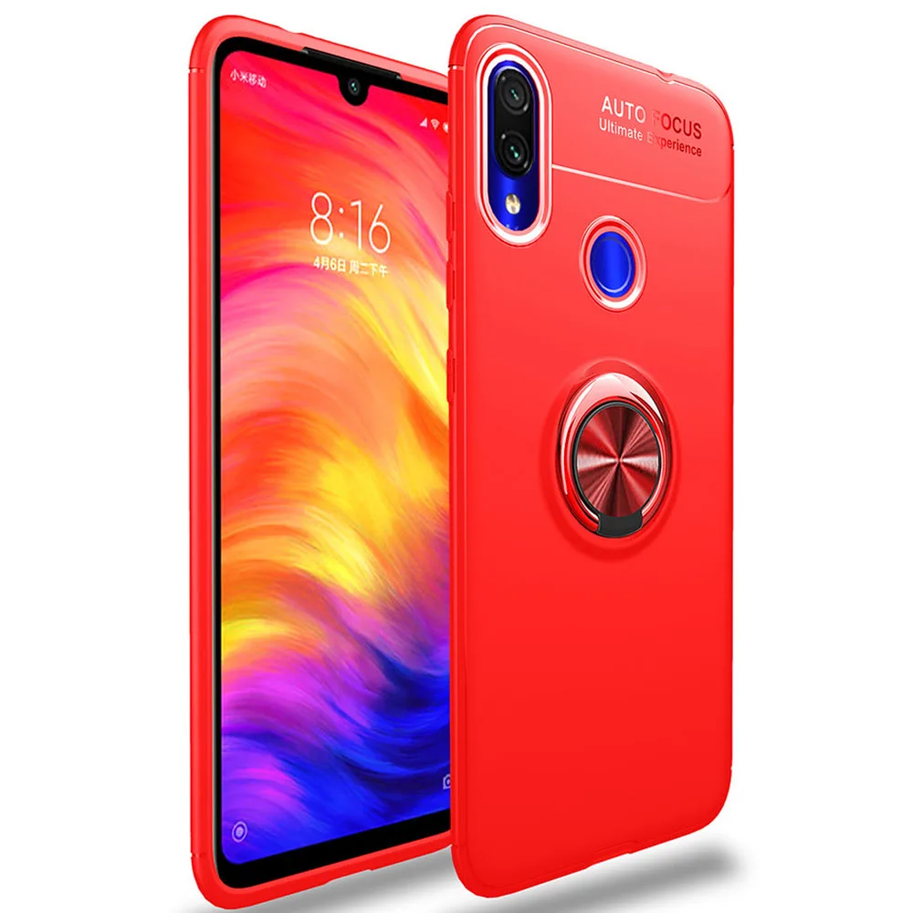 Red Для samsung Galaxy M10 M20 M30 A10 A20 A30 A40 A50 A70 чехол цветной металлический кольцевой магнитный держатель чехол для телефона из мягкого силикона ТПУ с рисунком Роскошный чехол - Цвет: Red