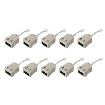 

10 Pieces Inline Adapter DSL Filer RJ-11 6P2C Phone Splitter