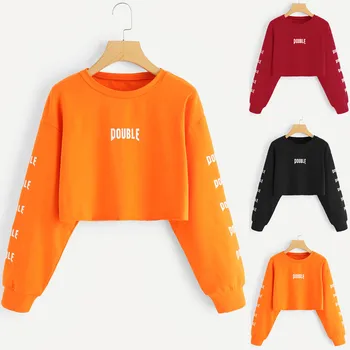 

2019 Women's Winter New Solid Color letter Top Hoodies Sweatshirts Sleeve Long Sleeve Sweatshirt Sportswear