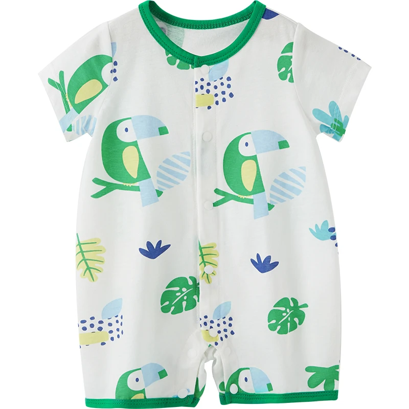 

Newborn Baby Boys Girls Romper Short Sleeve Summer Rainforest Jumpsuit Green Playsuit Outfits Boy Rompers Round Neck Clothing