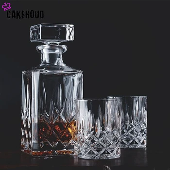 

CAKEHOUD Whiskey Cocktail Bottle Crystal Glass Wine Glass Vodka Jug Bar Red Wine Jug Household Wine Set 3 Piece Set