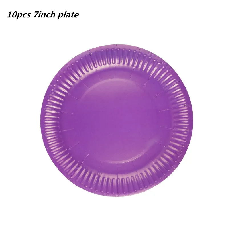 10pcs 7inch plate 20 шт./компл. Свадебные украшения для дня рождения розово-красные одноразовые столовые приборы чашки тарелки бумажные трубочки, принадлежности для вечеринки детский душ сувениры - Цвет: 10pcs 7inch plate