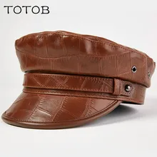 Осенне-зимняя мужская кожаная кепка в европейском и американском стиле, Кепка Капитана, бейсболка на плоской подошве для женщин