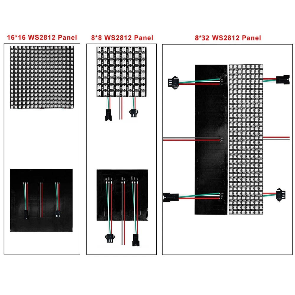 1/2PCS WS2812B 8X8 8x32 16x16 Pixel Panel Flexible Matrix Screen WS2812 IC RGB 5050 SMD Led Module Individually Addressable DC5V