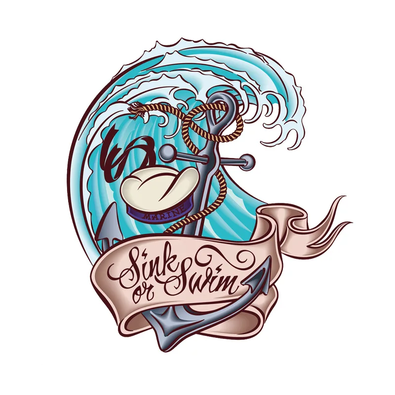 

Creative Sink or Swim Anchor Ocean Car Sticker Accessories Vinyl PVC 14cm*13cm Motorcycle Car Styling Decal