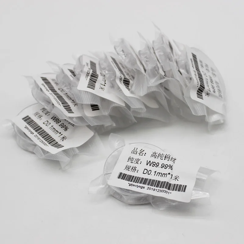 

10pcs 0.1mm x 1m 99,999% purity Tungsten / Wolfram Wire