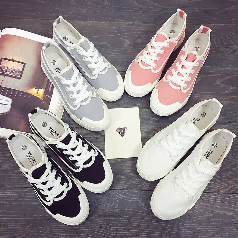 

Yuan bu 2018 Spring And Autumn New Style Casual Solid Color Canvas Shoes Student Korean-style Versatile Ulzzang MacBook Shoe