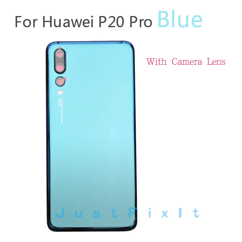 Замена для huawei P20 Pro Задняя стеклянная крышка с объективом камеры для huawei P20 Pro крышка батареи Задняя Дверь Корпус чехол - Цвет: Blue With Lens