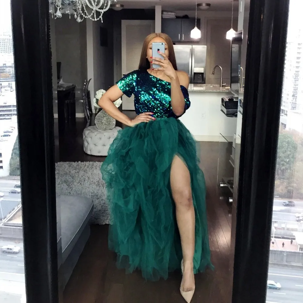 African Sequined Prom Dresses Plus Size 
