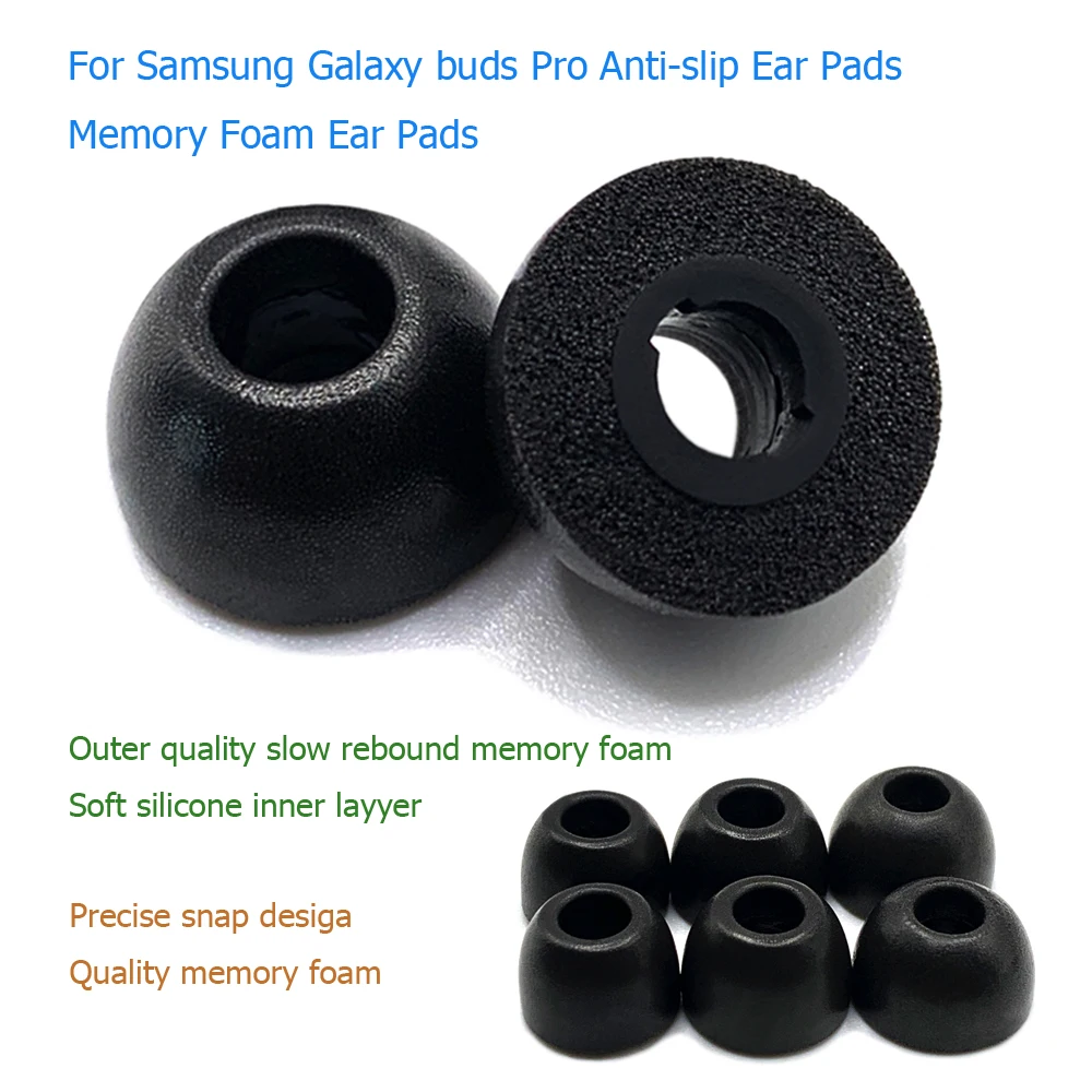 3pair memory foam ear tips ear pads(L M S) black for Samsung Galaxy Buds Pro, Anti-slip, No Fall Out, Noise Canceling ear tips