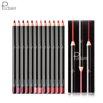 

12 piece/set New Pudaier Nude Lip LinerLong Lasting Waterproof Matte Lipstick Liner Matt Lipliner Batom Makeup Professional