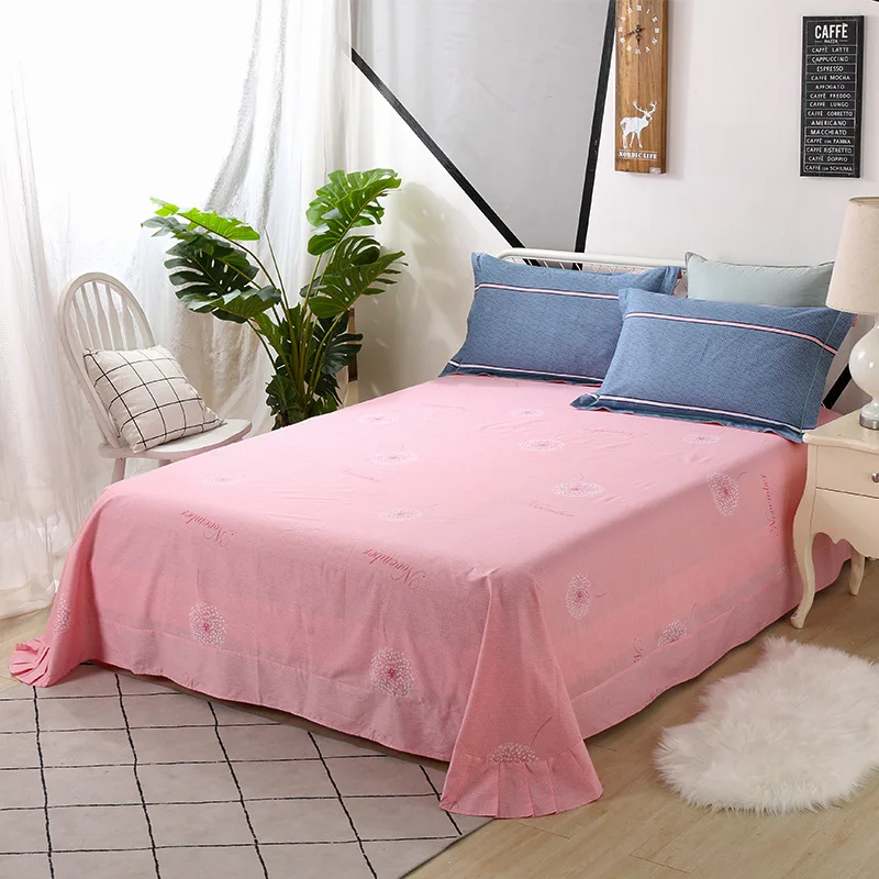 Blue Bedding Set Round Angle Lotus Leaf Edge Bed Sheet Pillowcase Family Set Anti-slip Dust-proof Bedspread Small Fresh Style