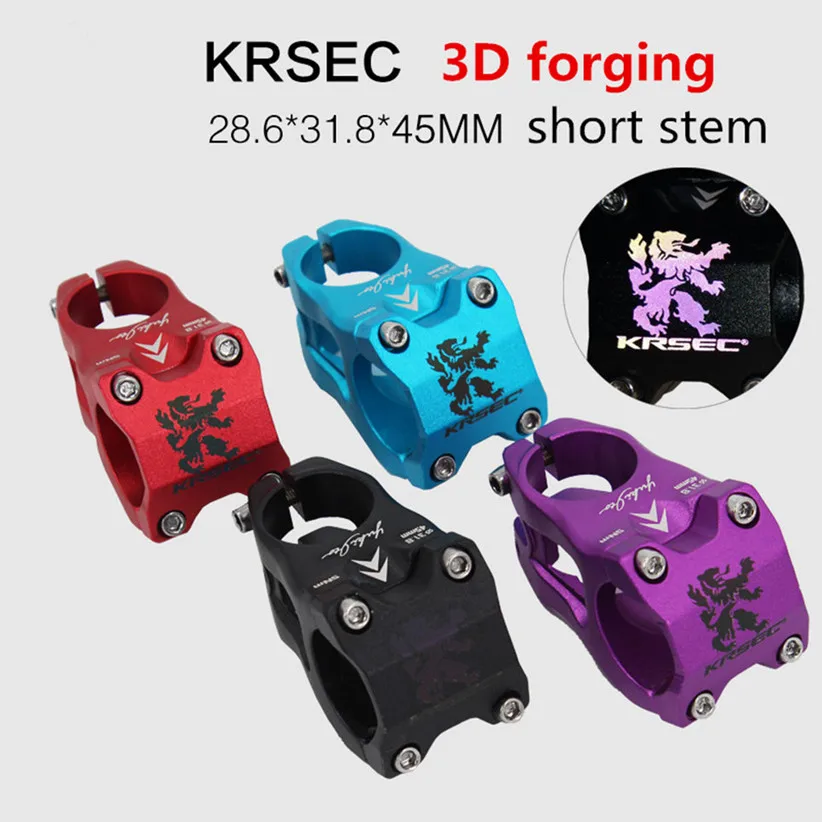 KRSEC 3D ковка Ручка Руля MTB горный велосипед короткий ультра легкий подъемный механизм 28,6*31,8*45 мм Радуга обратный курсор