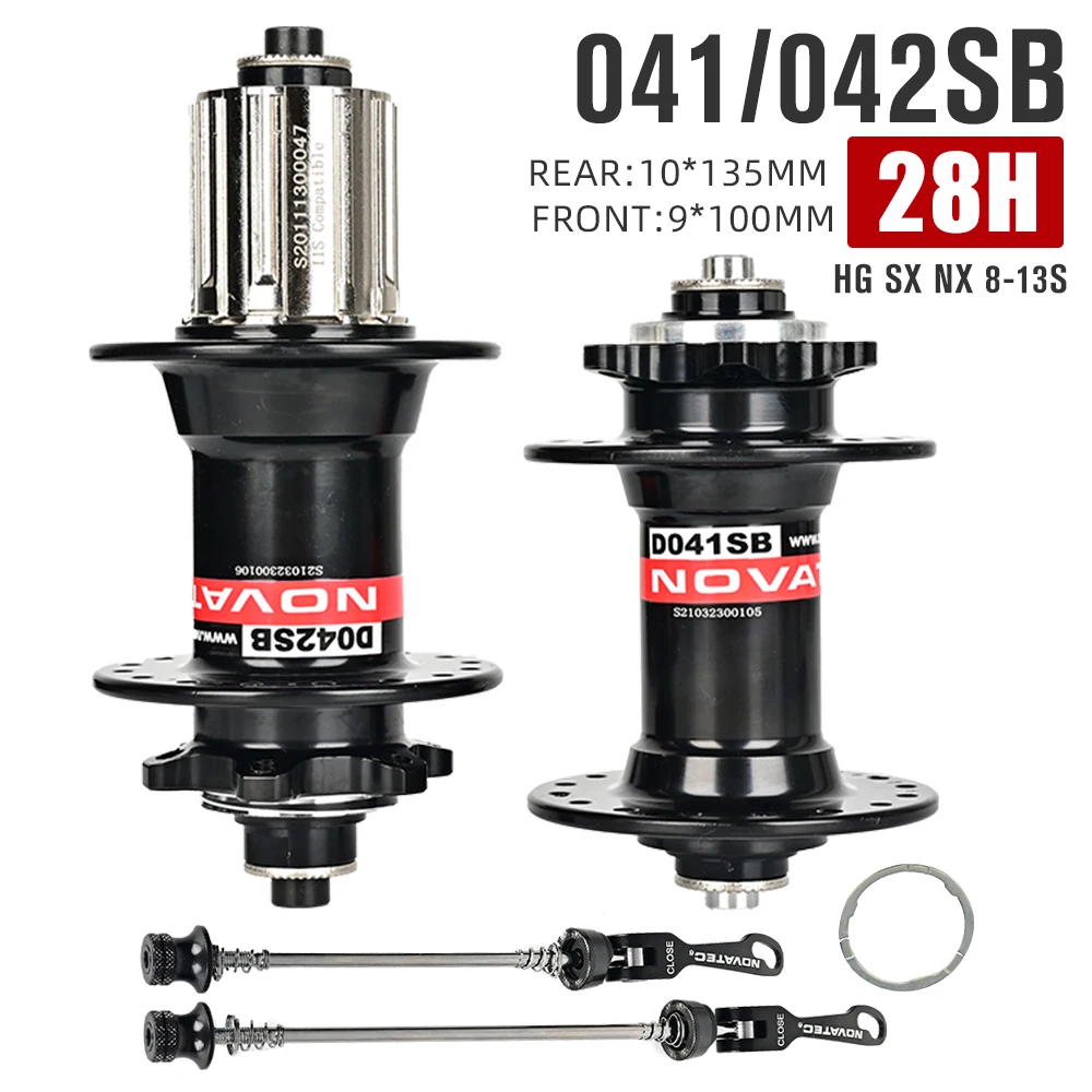 Novatec D041SB D042SB MTB 허브 앞뒤 세트 스틸 프리허브 28/32/36H HG SX NX 8-12단 6볼트 디스크 QR 9x100 10x135mm