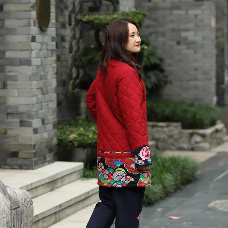 

Winter New Style 2019 Mid-length Embroidery Cotton Coat National Wind Retro Cotton-padded Clothes WOMEN'S Dress Wind Thick Cotto