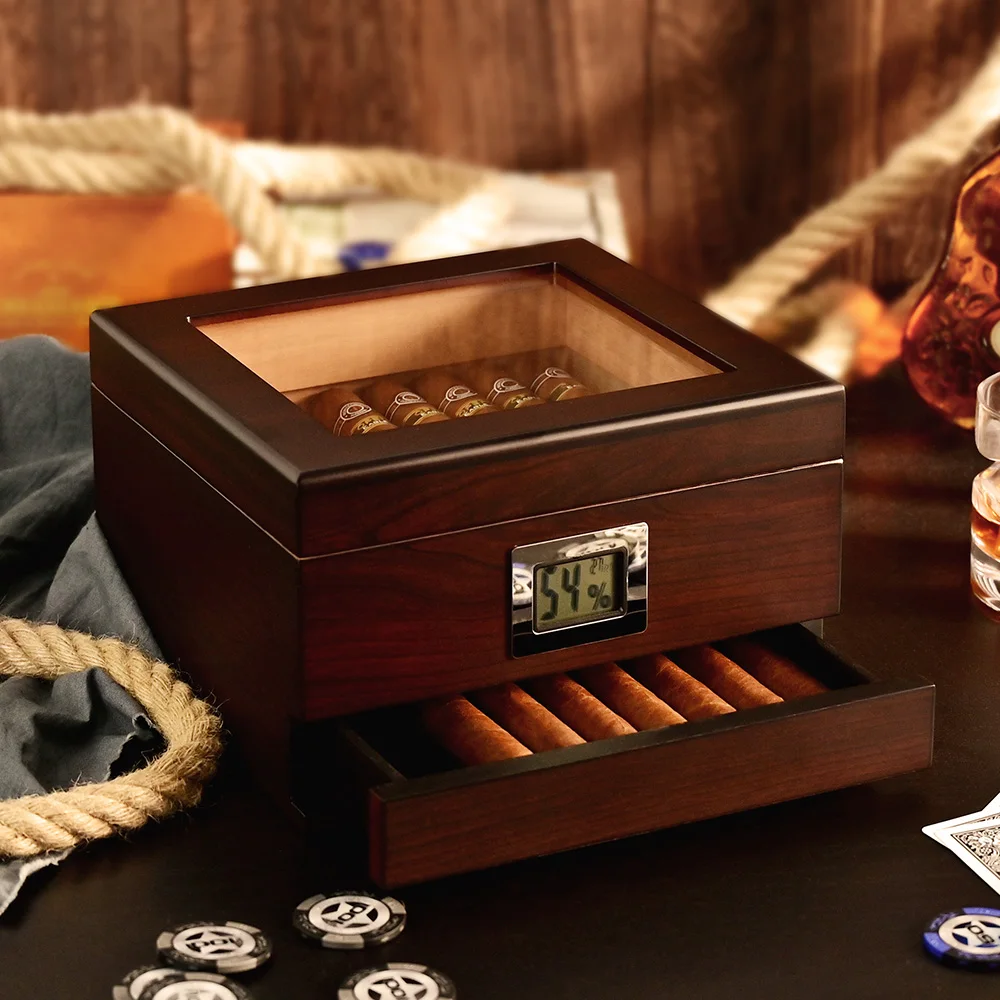 US $119.99 CIGARLOONG Cigar Humidor Box Large Capacity Cedar Wood Cigar Case with Humidifier Cigar Boxwithout Lighter Cutter