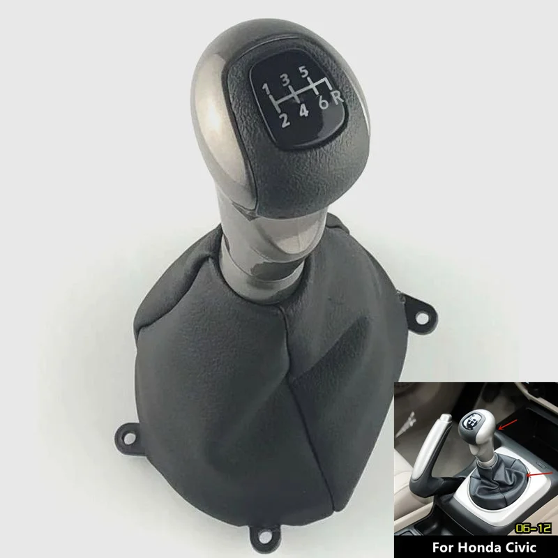 For Honda Civic DX EX LX Model 2006 2007 2008 2009 2010 2011 Car 5 6 Speed MT Gear Shift Knob Boot Cover Accessories | - Цена: 554,30 - 1 624,26 руб.