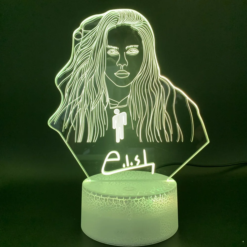 3D иллюзионная лампа Billie Eilish, фигурка для офиса, дома, деко, настольная лампа, дропшиппинг, подарок для фанатов, Ночной светильник на заказ, светодиодный ночной Светильник