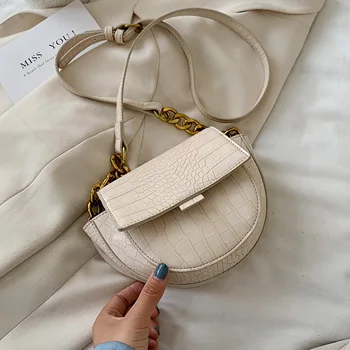 

Stone Pattern Saddle Bags Small Crossbody Bags For Women 2020 Summer Elegant Shoulder Handbags Female Travel Cross Body Bag