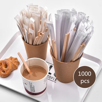 

1000Pcs 5.5 Inch Coffee Stirrers Sticks - Natural Wood Eco-Friendly Coffee Beverage Disposable Stirrers Stick