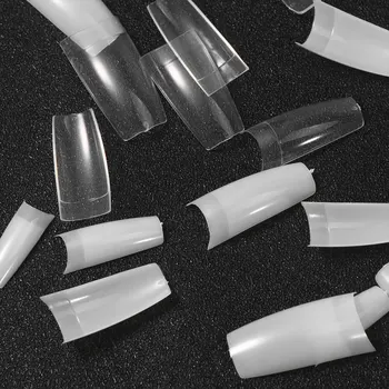 

2 Bags of Total 1000pcs False Nail Tips Half Cover French Style Fingernail Tip Patches (Transparent and Natural Color for Each 1