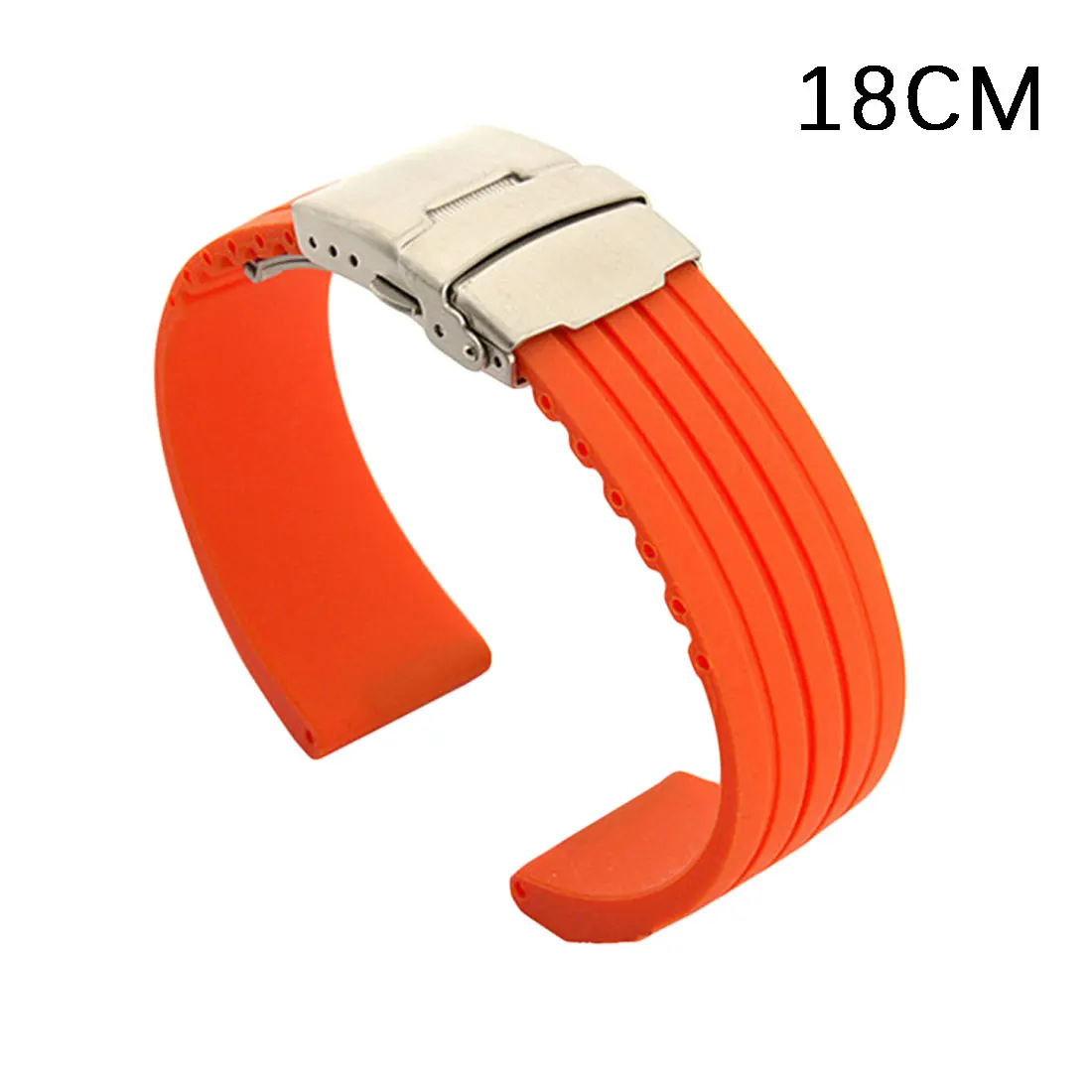 orange 18mm Новинка 18 20 22 24 мм Мужской Женский силиконовый резиновый ремешок для часов, водонепроницаемый ремешок с пряжкой - Цвет ремешка: orange 18mm