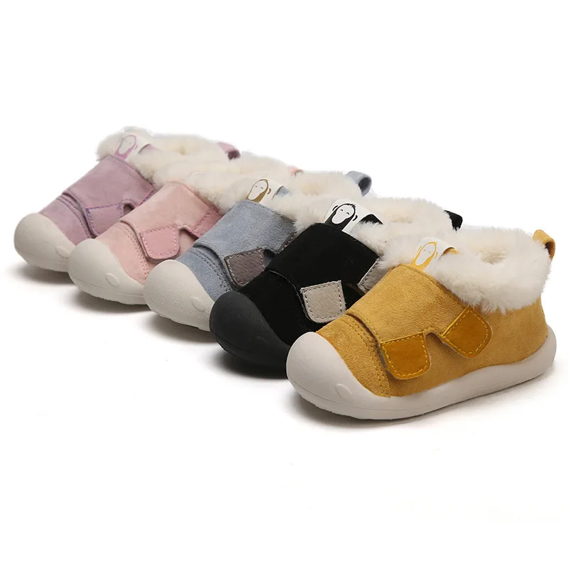 

2019 Winter Children Cotton-padded Shoes Baby Boys Girls Toddler Soft Bottom Boots Baby New Plus Velvet Plus Warm Shoes