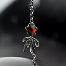 Чистое Серебро S925 серебряные ювелирные изделия гранат рыба звено цепи браслет 925 серебряные ювелирные изделия(YRT