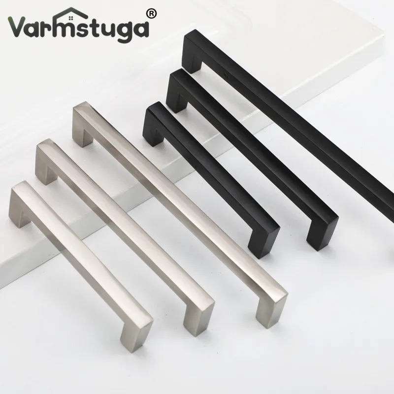 Furniture Handles VARMSTUGA Cabinet Handles Kitchen Door Handles Drawer Knobs Aluminum Alloy Wardrobe Door Brushed Modern Style