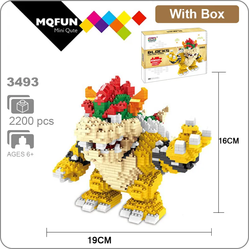 Najtaniej ZMS Cartoon Super Mario grę Luigi Yoshi Bowser Cat ognia Mario 3D Model DIY Mini klocki diamentowe klocki klocki zabawki edukacyjne