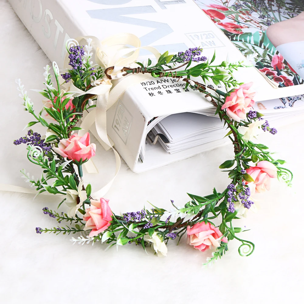 Bright moon new flower headband lower Wreath Girls Christmas Flower Crown for Women Flower Hair Accessories