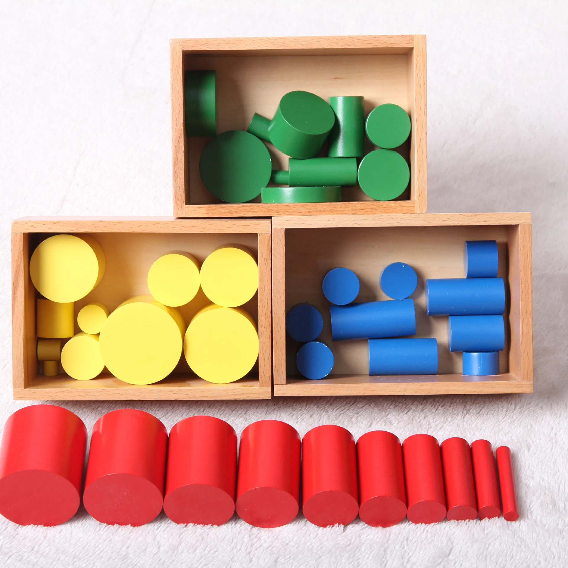 

Montessori Teaching Aids Sensory Education Color Cylinder Educational Early Childhood 3-Year-Old Or above Wood Building Blocks T