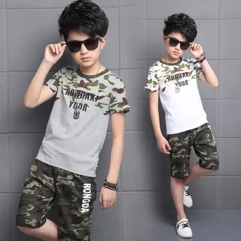 

Boys Camouflage Summer Clothes Fashion Casual Short Sleeve Children Clothing Set T-shirt Shorts Sport Suit Set