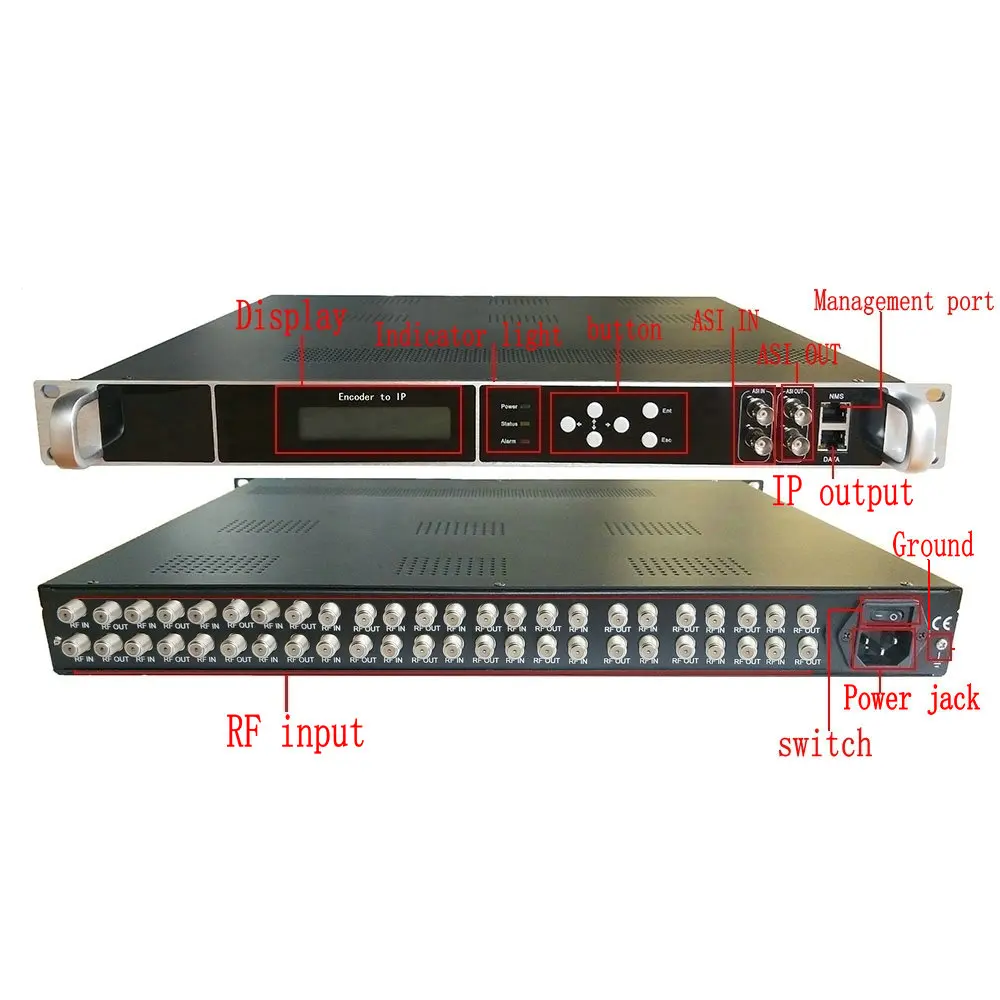 20 канальный DVB S2 и 4DVB T IP/ASI RF к IP ТВ системы фронтальный оборудование|Теле-