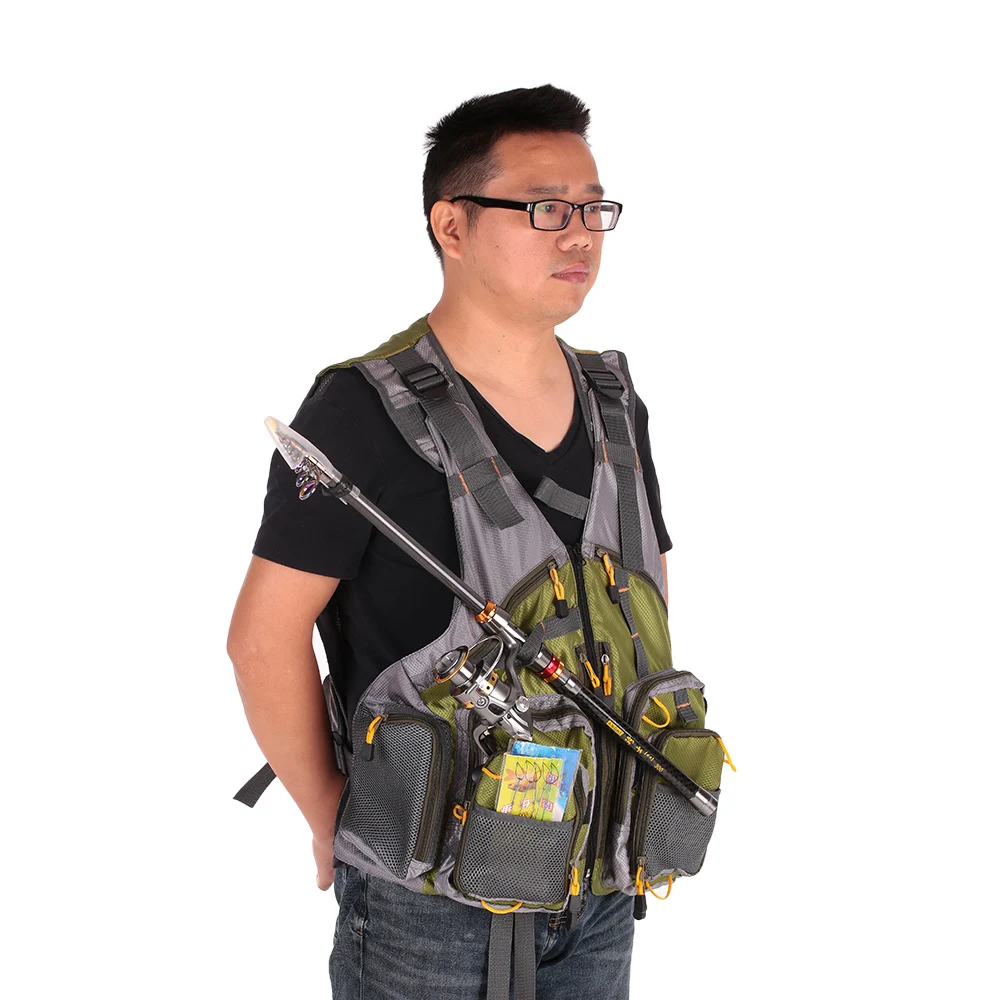 

Adjustable Fly Fishing Life Vest Mesh for Men and Women Safety Life Jacket Vests Pesca Survival Swimwear Army green