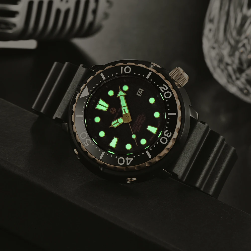 PAGRNE DESIGN New 45mm Stainless Steel Large Dial  Mechanical Wristwatch 300m Waterproof Automatic Sapphire Glass Watch fro Men
