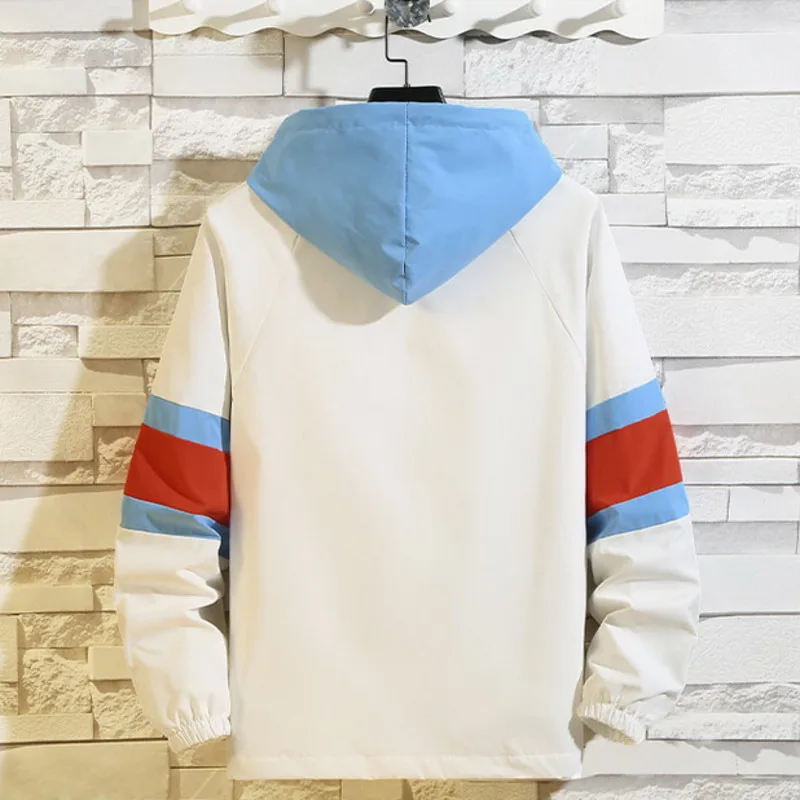 Promotion Spring Rack Jacket Men's Fashion Hit Color Casual Hooded Jackets Mens Streetwear Wild Loose Hip Hop Bomber Jacket M-5XL