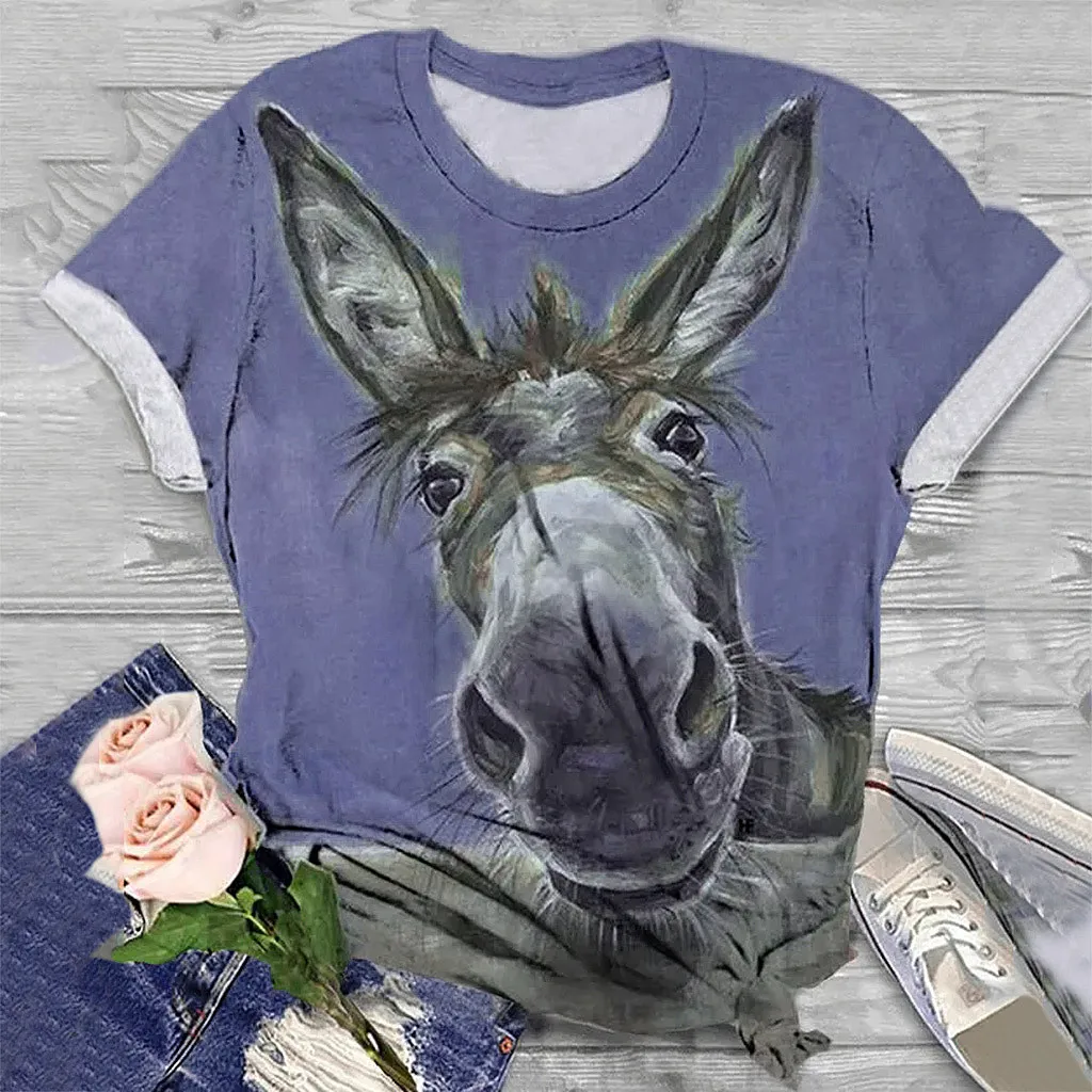 T Shirt Women Harajuku Tshirt Women Plus Size Cartoon donkey Printed Short Sleeve O-Neck Tops T-Shirt Tops Women 2020 футболка T Shirt Women Harajuku Tshirt Women Plus Size Cartoon donkey Printed Short Sleeve O-Neck Tops T-Shirt Tops Women 2020 футболка