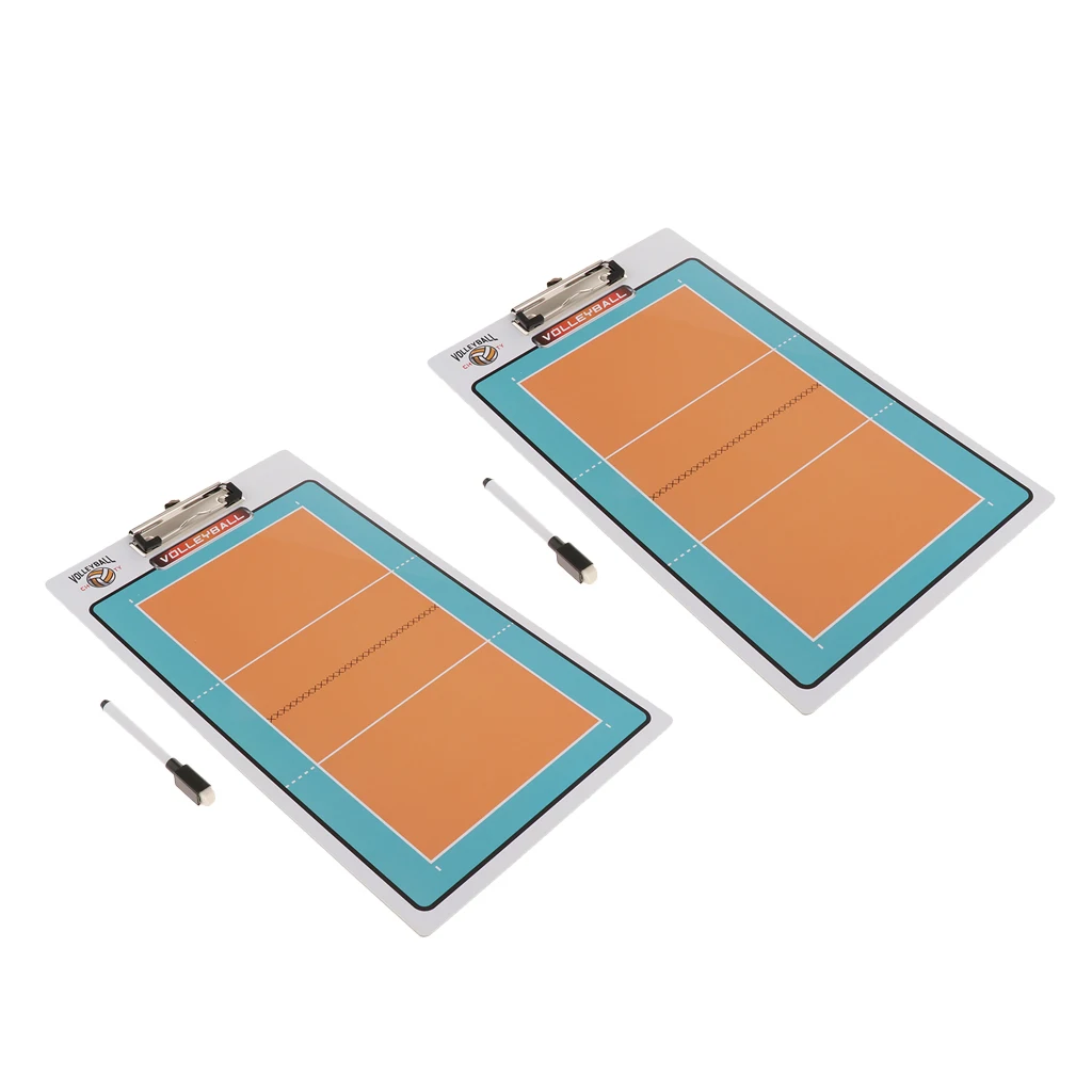2 Set Volleyball Sports Coaching Board with Erasable Pen, Coaches Referees Clipboard Marker Boards for Training or Competition