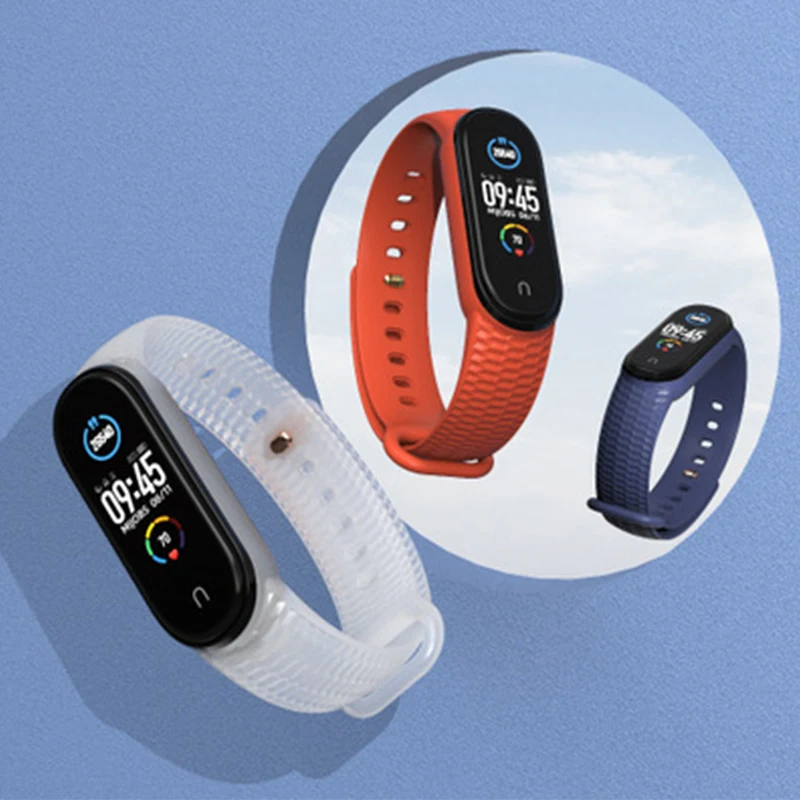 

Suitable For Mi Band 5 Strap Wristband Aurora Positive Buckle Honeycomb Pattern Silicone Transparent Wristband Strap Accessories