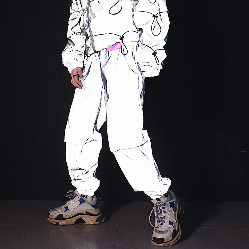 Весна 2020 светоотражающие шаровары с металлической цепочкой мужская и женская