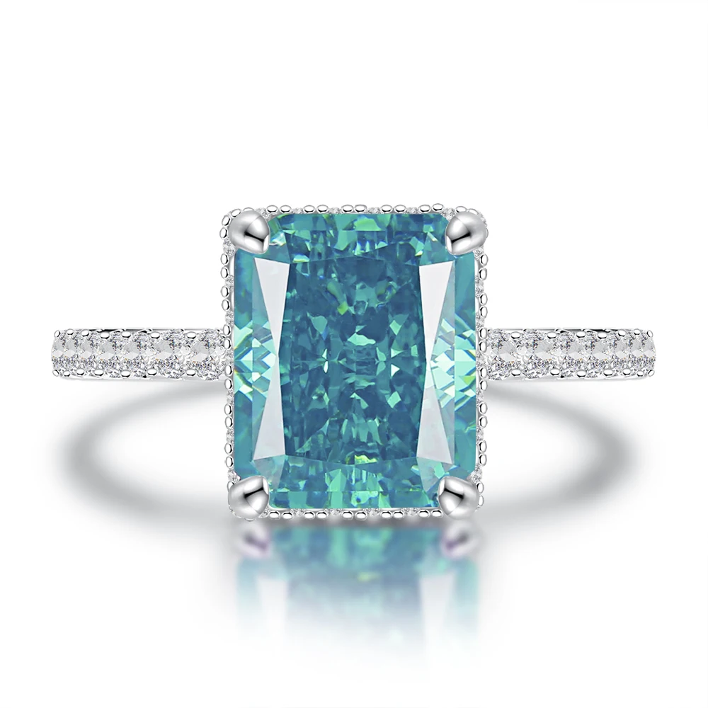 Wong Rain  만든 Moissanite Padparadscha 보석 탄생석 웨딩 약혼 반지 고급 보석 도매