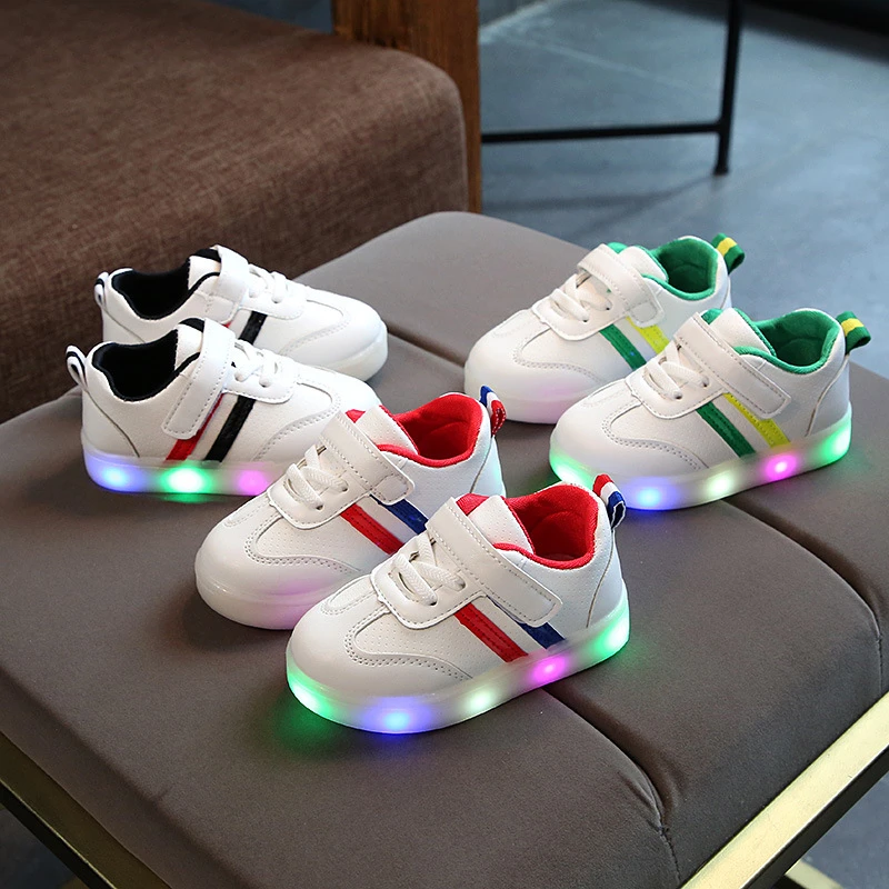 Reposición sorpresa bomba Zapatos luminosos para correr para niños y niñas, zapatillas deportivas a  rayas con luces para bebés, a la moda, con luces LED para niños|Zapatillas  deportivas| - AliExpress