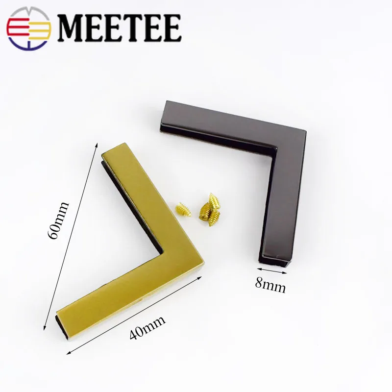 Meetee 4/10 шт 40 мм Защитная угловая сумка с пряжкой окантовка металлические кнопки